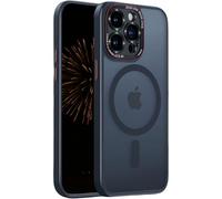 Designed for iPhone 16 Pro Max avec Coque de Protection Pleine avec Cadre en Aluminium pour Objectifs, Protection Militaire, Fine et Magnétique, Translucide et Mate Anti-Empreintes, Slim 6.9", Noir