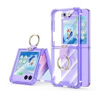 Designed for Samsung Galaxy Z Flip 5 Case Clear with Ring, Anti-Fall Shockproof Protective Phone Cover Case Compatible with Galaxy Z Flip 5 Case 5 G 2023 (Clear Purple)