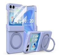 Designed for Z Flip 6 Case Magnetic with 2pcs Screen Protector & Hinge Protection & Kickstand [Compatible with MagSafe] for Samsung Flip 6 Protective Phone Case Cover for Galaxy Z Flip 6 - Purple