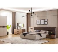 Designer Chambre à coucher Ensemble moderne Grand lit en bois Commode Table de nuit