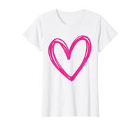 Designer de Mode Femme Coeur Rose Vif T-Shirt Graphique avec Valeur