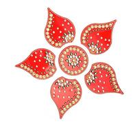Designer Floor Rangoli Reusable Small Acrylic Rangoli Home Decor Gift for Home Decor Interior Floor Festival Christmas New year Decorations and New Year Return Gifting (Size:- 7") (Red)