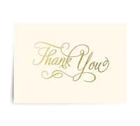 Designer greetings Cartes de remerciement vierges en vrac pour toutes les occasions, script en relief en feuille d'or (100 notes de remerciement et enveloppes en aluminium), blanc, 100 ct