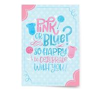 Designer Greetings Lot de 6 cartes de révélation du sexe pour bébé - Motif mignon accessoire pour bébé rose et bleu (6 cartes avec enveloppes)