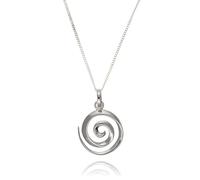 Designer Inspirations Boutique Collier avec pendentif rond en spirale poli de 18 mm sur chaîne gourmette de 40,6 cm pour femmes et filles - Argent sterling 925