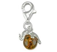 Designer Inspirations Boutique éléphant porte-bonheur en argent sterling et orbe en ambre - Charm à clipser - pour bracelet Charm de style Thomas Sabo