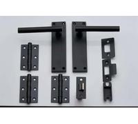 Designer Levelers Poignée de porte droite à levier en T - Finition noire mate moderne, construction en alliage d'aluminium et de zinc, kit complet de porte intérieure pour usage résidentiel et