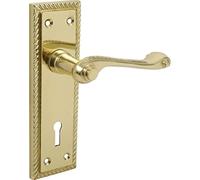 Designer Levers - Poignées de porte à levier style géorgien - Laiton poli - 1 paire - Poignée de porte verrouillable