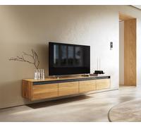 Designer-meuble-TV Stonegrace 200 cm Chêne Naturel Ardoise 4 tiroirs Suspendu