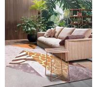 Designer Rug Grande Tapis 160x200cm Poils Courts, Bordure, Doux Lavable en machinestyle Ethnique Patchwork carré Bleu Multicolore