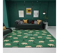 Designer Rug Grande Tapis 160x280cm Fond Vert avec Un Tigre Jaune Idéal pour Le Salon, la Chambre à Coucher, la Chambre d'enfant 160x280cm
