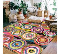 Designer Rug Grande Tapis Style Ethnique Rayures Cercle Multicolore 120 x 160 cm Lavable Durable Grande Déco Salon Chambre Maison Tapis