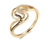 Designer Style Tempérament À La Mode Or Rose Vague Creux Noir Et Blanc Diamant Bague