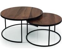 Designer table basse set 2x salon inox bois moderne table de luxe