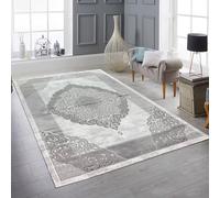 Designer Tapis Contemporain Salon Tapis avec Motif Gris Cream Beige Größe 120x170 cm