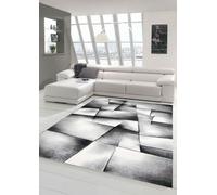 Designer Tapis contemporain Tapis poil ras tapis diamants motif gris noir