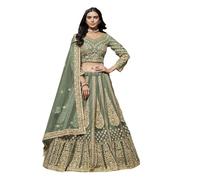 Designerharsha Ensemble indien Lehenga Choli pour femme, pakistanaise, de Bollywood, prêt à porter, cousu, vert, ( 8 US Medium ( Chest-40 Waist-36 Hips 42 )