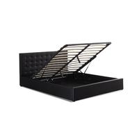 Designetsamaison Lit avec Coffre de Rangement Noir avec sommier 160x200 cm - Dream