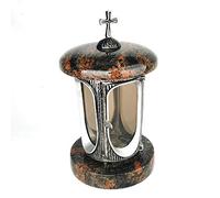 designgrab Aluminium Lampe Funéraire en Aluminium Aspect Ancien avec Croix et Granit Aurora/Aruba/aurindi/indora