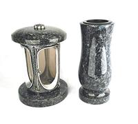 designgrab Tombe Lampe en aluminium Aspect ancien en aluminium et vase funéraire en taille de Medium en granit Labrador Blue Pearl BP