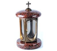 designgrab Tombe Lampe en aluminium messingfarbenem aspect ancien avec croix en aluminium et Granit Vanga