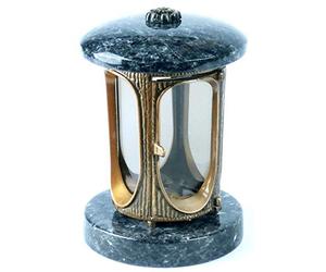 designgrab Tombe Lampe en aluminium messingfarbenem aspect ancien en aluminium et Granit Labrador Blue Pearl BP/Labrador acier