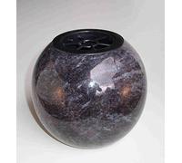 designgrab Vase funéraire rond en granit Orion Diamètre 17 cm Hauteur 20 cm Résistant aux intempéries Avec insert en plastique poli Moderne Pour tombe et pierre tombale