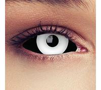 DESIGNLENSES lentilles couleur full sclera blanc et noir pour halloween costume de zombie, diamètre 22mm, 1 paire (2 pcs), sans correction + étui à lentilles (White Beast)