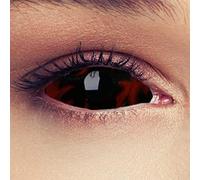 DESIGNLENSES lentilles couleur full sclera noir ardent pour halloween costume de sorcière, diamètre 22mm, 1 paire (2 pcs), sans correction + étui à lentilles „Black Beast“