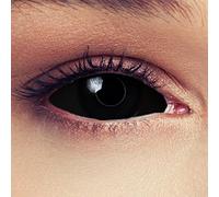 DESIGNLENSES lentilles couleur full sclera noir pour halloween costume de sorcière, diamètre 22mm, 1 paire (2 pcs), sans correction + étui à lentilles (Black Witch)