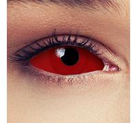 DESIGNLENSES lentilles couleur full sclera rouge pour halloween costume de vampire, diamètre 22mm, 1 paire (2 pcs), sans correction + étui à lentilles (Red Witch)