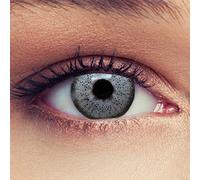 DESIGNLENSES Lentilles de contact de couleur gris sans correction, contacts pour un look naturel, convient aux yeux foncés, trois mois d'utilisation + étui à lentilles "Natural Grey"