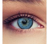 Designlenses, lentilles de couleur ciel bleu sans correction (0,00 dioptries), couleur très naturelle, 3 mois d'utilisation, 1 paire (2 pcs) + étui à lentilles "Natural Sky"