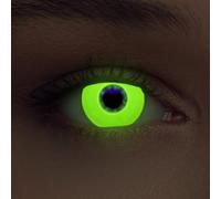 DESIGNLENSES lentilles lumière UV couleur jaune pour, effet de lueur, 1 paire (2 pcs), sans correction + étui à lentilles "Glowing Yellow"