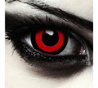 DESIGNLENSES, Mini Sclera lentilles de contact couleur rouge et noir mini sclérotique sans correction, effet grands yeux, 1 paire(2 pcs), Halloween caranaval costume/Cosplay + Récipient (Tokyo Ghoul)