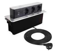 DesignLight Hop Box Encastrée Table Prise USB A & C Acier Inox 3 PC 5 Conn