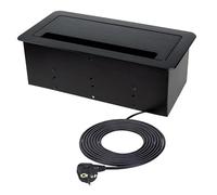 DesignLight Inbox-CZ-DE-3,0-02 Inbox Prise encastrable pour meuble avec 2 prises Schuko, 1 USB A, 1 port USB C, 1 RJ45 et 1 câble d'alimentation HDMI, câble d'alimentation de 3 m Noir