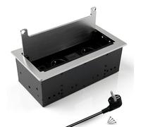 DesignLight Multiprise encastrable bureau avec 2 SCHUKO, 2 USB (A+C), HDMI, Rj45 (Aluminium)