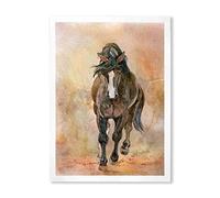 DesignQ Art mural encadré représentant un cheval en châtaignier