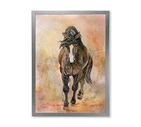 DesignQ Art mural encadré représentant un cheval en châtaignier