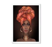 DesignQ Art mural moderne encadré avec turban V africain américain