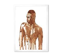 DesignQ Art mural moderne encadré portrait d'homme africain sur blanc II