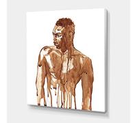 DesignQ Art mural moderne sur toile Motif portrait d'homme africain Blanc II