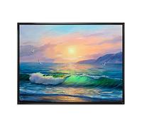 DesignQ Blue Waves Breaking At The Beach V Impression sur toile encadrée Nautique et côtière