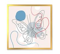 DesignQ Butterfly One Line Drawing On Cubism Shapes III Décoration murale moderne encadrée