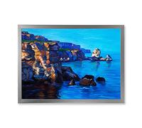 DesignQ Décoration murale encadrée Cliffs By The Ocean In The Evening Glow Nautical & Coastal