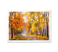 DesignQ Décoration murale encadrée Forest Full Of Fallen Leaves In Autumn Lake House