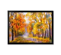 DesignQ Décoration murale encadrée Forest Full Of Fallen Leaves In Autumn Lake House