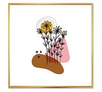 DesignQ Formes élémentaires avec fleurs abstraites et plantes I - Impression sur toile encadrée moderne