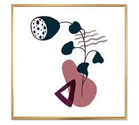 DesignQ Formes élémentaires avec fleurs abstraites et plantes V - Impression sur toile encadrée moderne